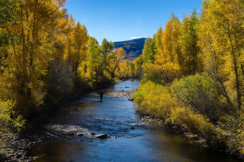 The Fraser River and Colorado River confluence in Granby, CO