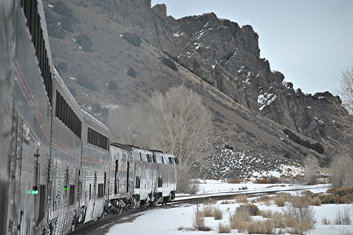 AmTrak traveling thru Hot Sulphur Springs, CO